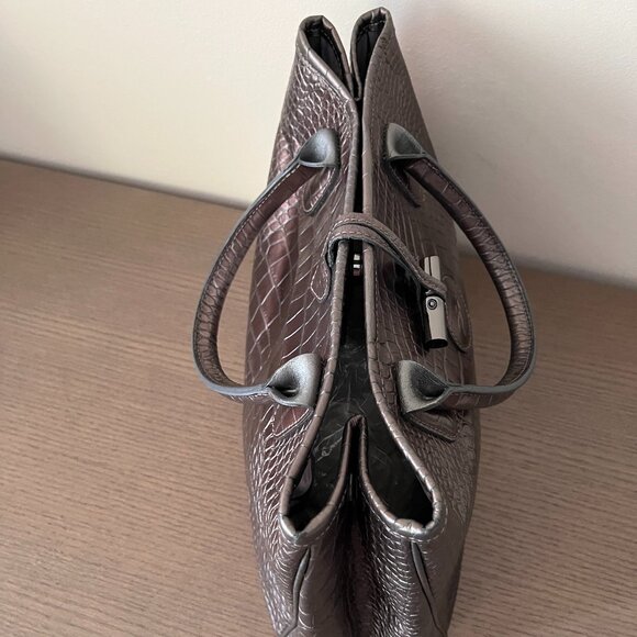 Longchamp Roseau Leather Embossed Crocodile Bag - Picture 7 of 9